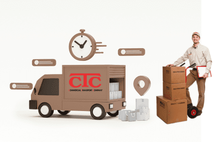 Showing Truck and clock Represented Express Delivery Service In Commercial Transport Company From Delhi to All Over India.