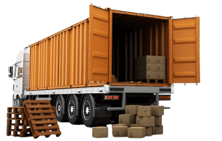 Truck on Warehouse Represented Part Truck Load Service In Commercial Transport Company From Delhi to All Major Indian Cities.